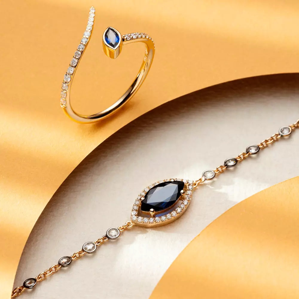 Savia Diamond and Sapphire Rose Gold Ring