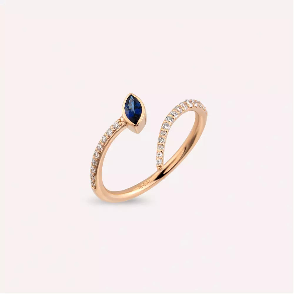 Savia Diamond and Sapphire Rose Gold Ring