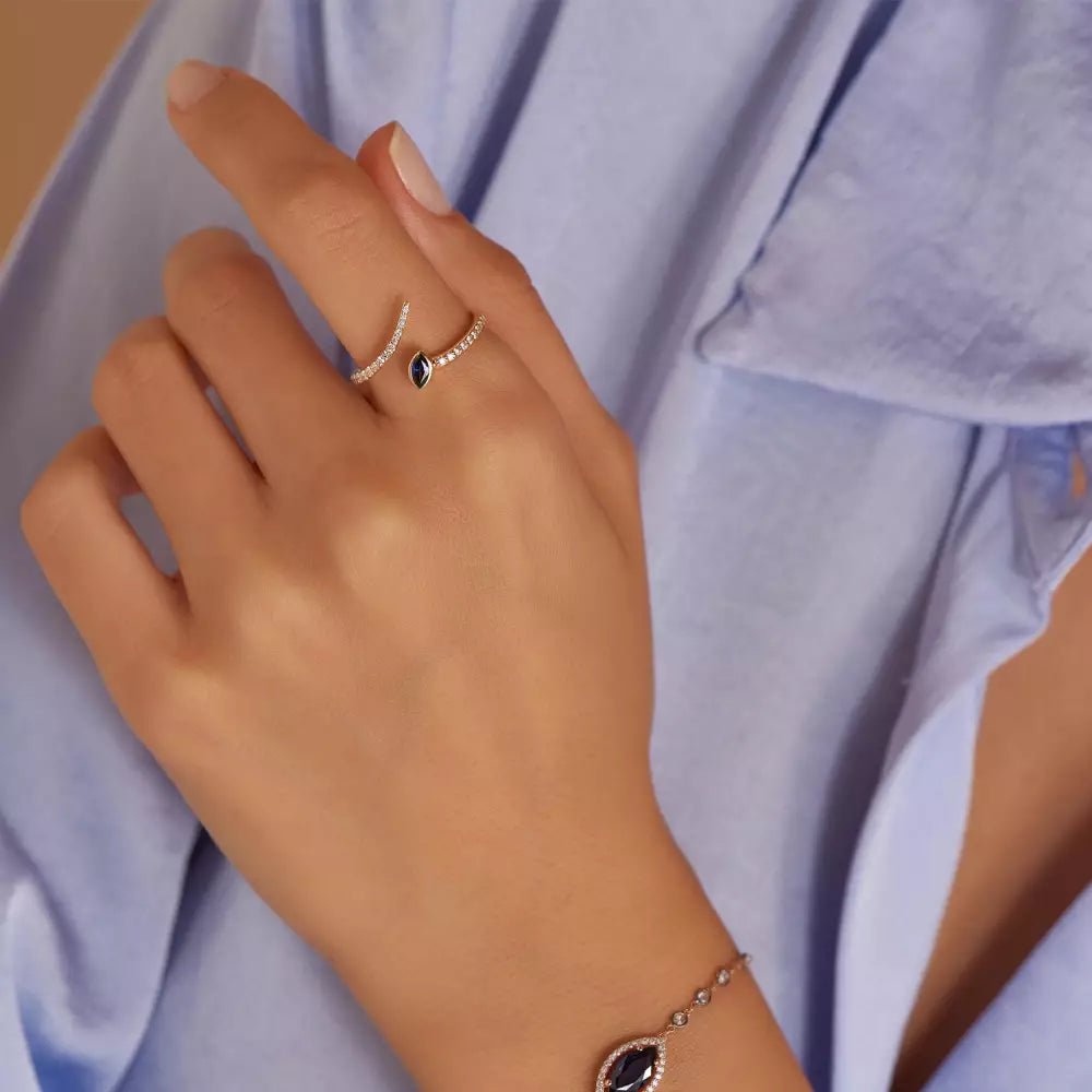 Savia Diamond and Sapphire Rose Gold Ring