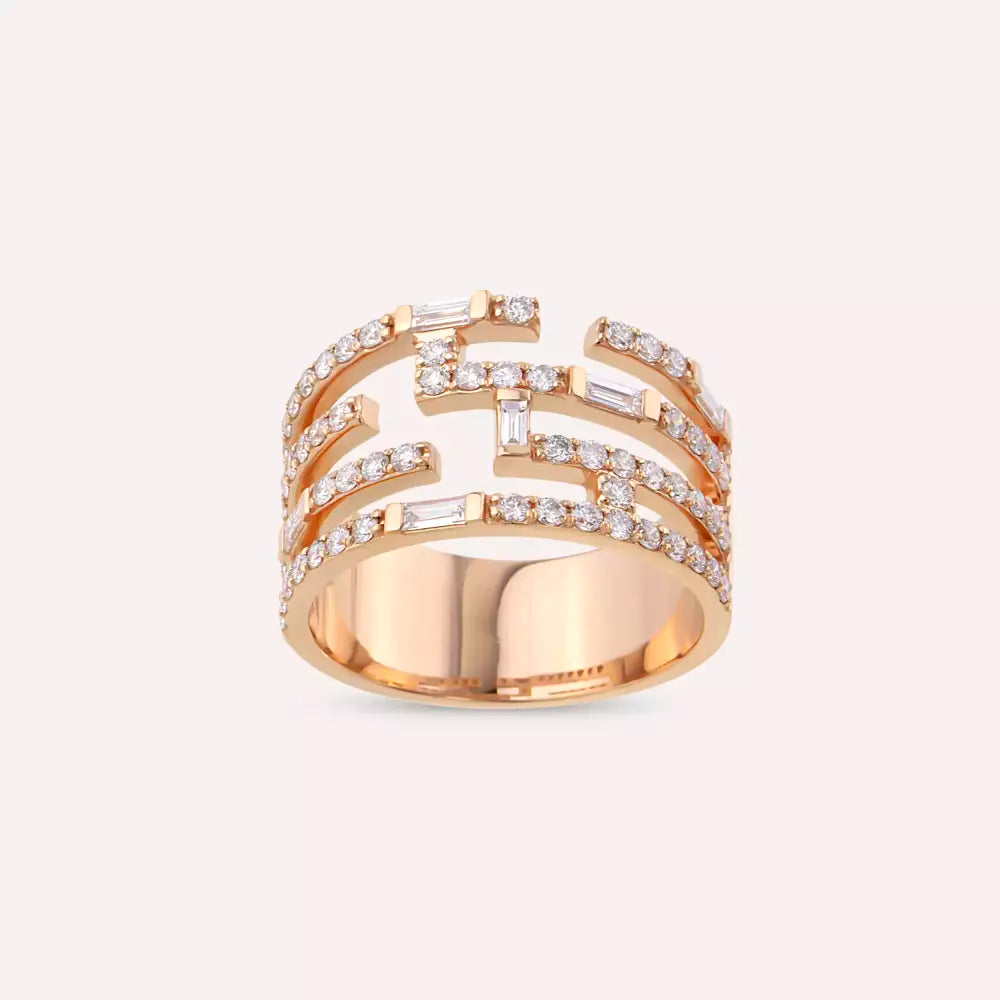 Artem 0.88 CT Baguette Cut Diamond Rose Gold Ring
