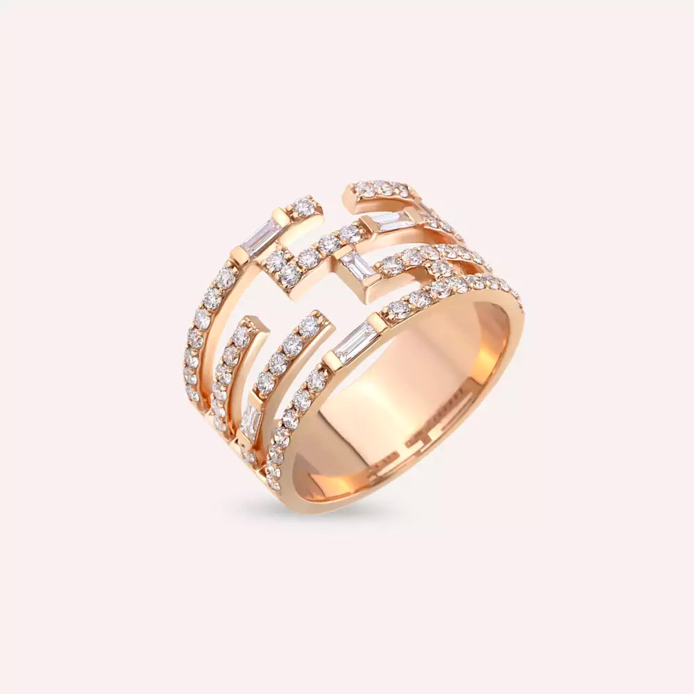 Artem 0.88 CT Baguette Cut Diamond Rose Gold Ring