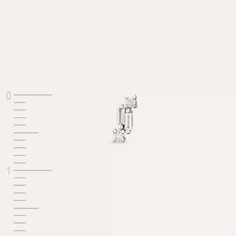 Micra 0.04 CT Baguette Diamond White Gold Mini Single Earring
