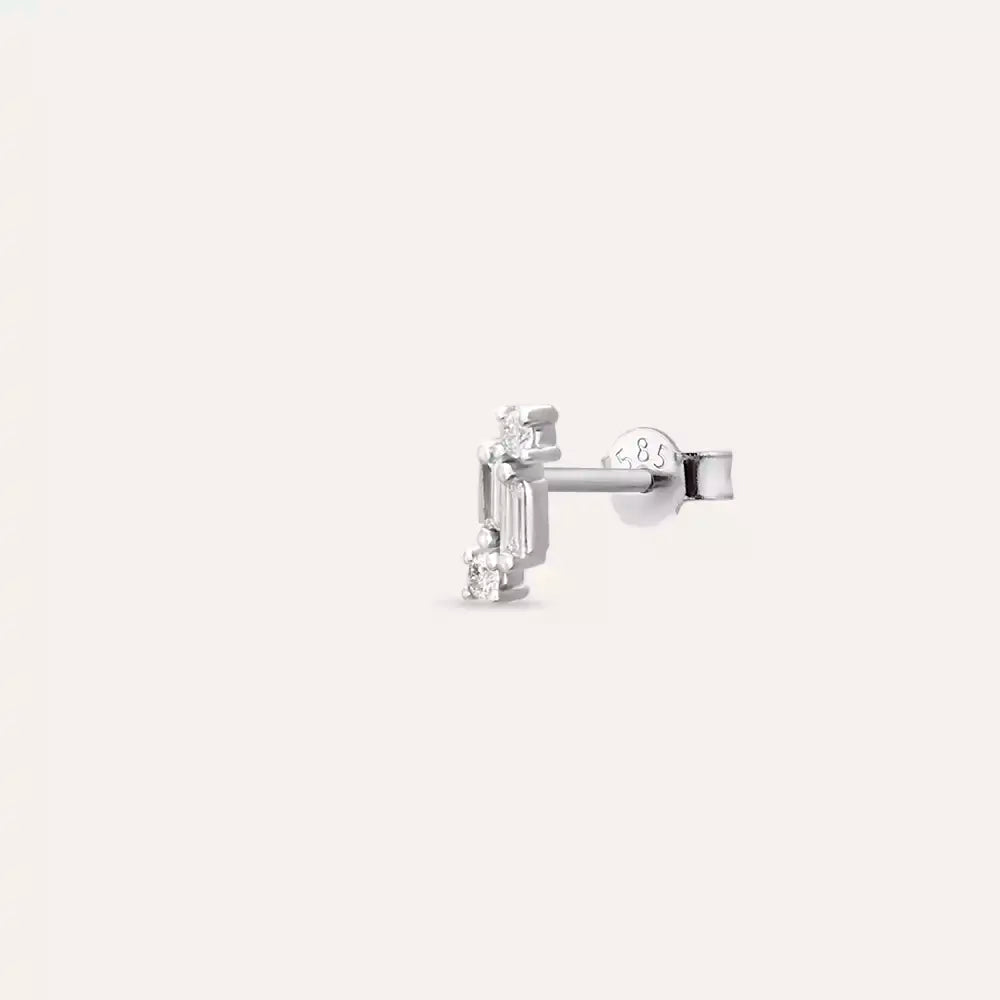 Micra 0.04 CT Baguette Diamond White Gold Mini Single Earring