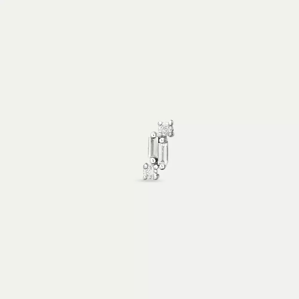 Micra 0.04 CT Baguette Diamond White Gold Mini Single Earring