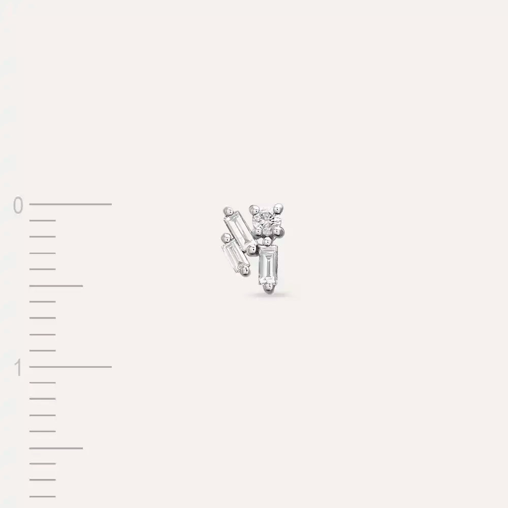 Micra 0.08 CT Baguette Diamond White Gold Mini Single Earring
