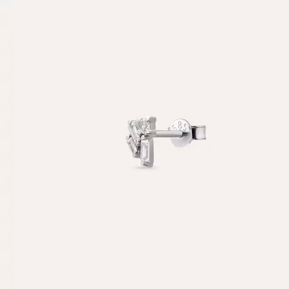 Micra 0.08 CT Baguette Diamond White Gold Mini Single Earring