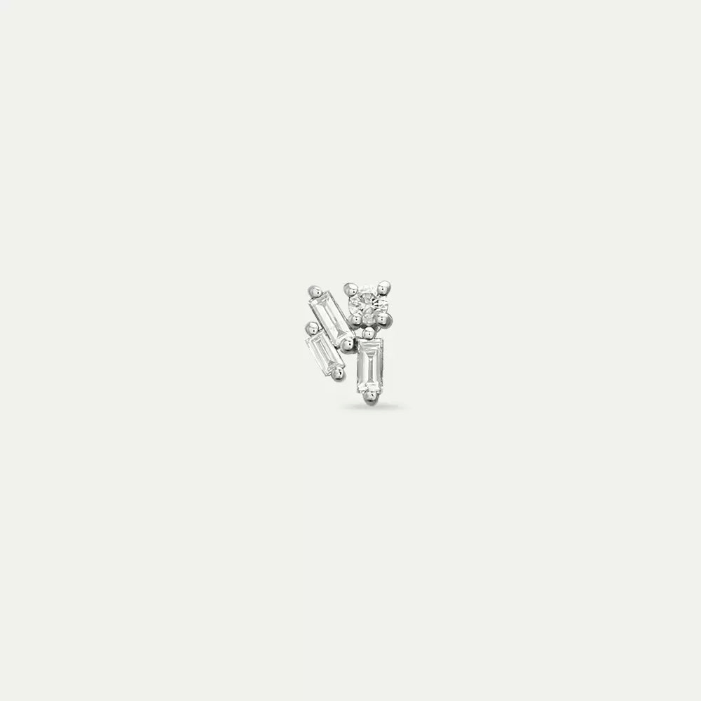 Micra 0.08 CT Baguette Diamond White Gold Mini Single Earring