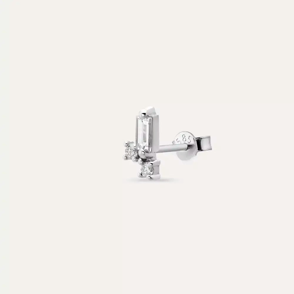 Micra 0.09 CT Baguette Diamond White Gold Mini Single Earring