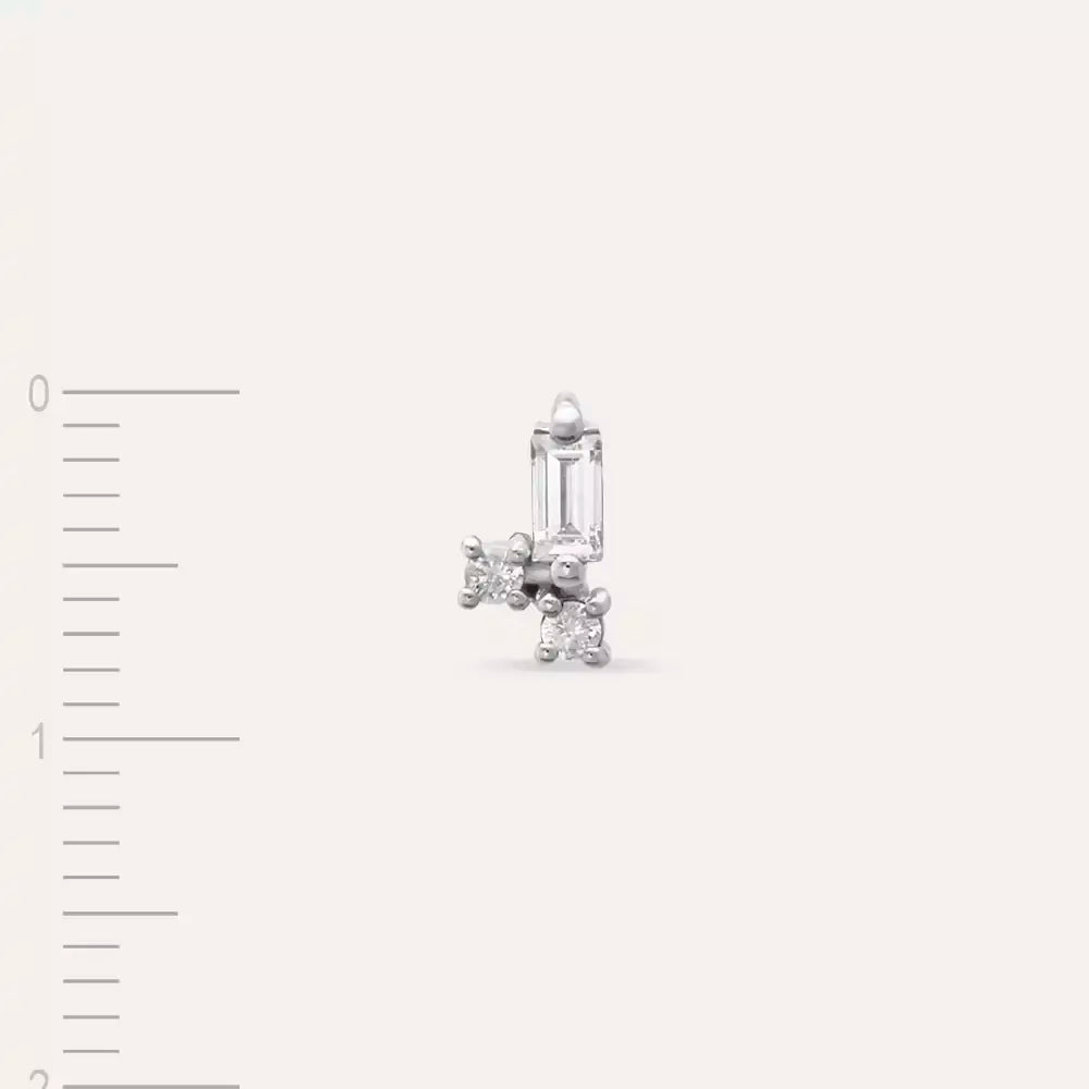 Micra 0.09 CT Baguette Diamond White Gold Mini Single Earring