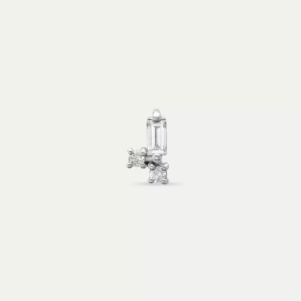 Micra 0.09 CT Baguette Diamond White Gold Mini Single Earring