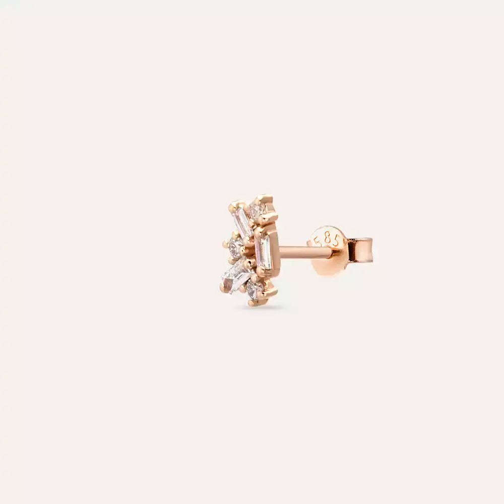 Micra 0.10 CT Baguette Diamond Rose Gold Mini Single Earring