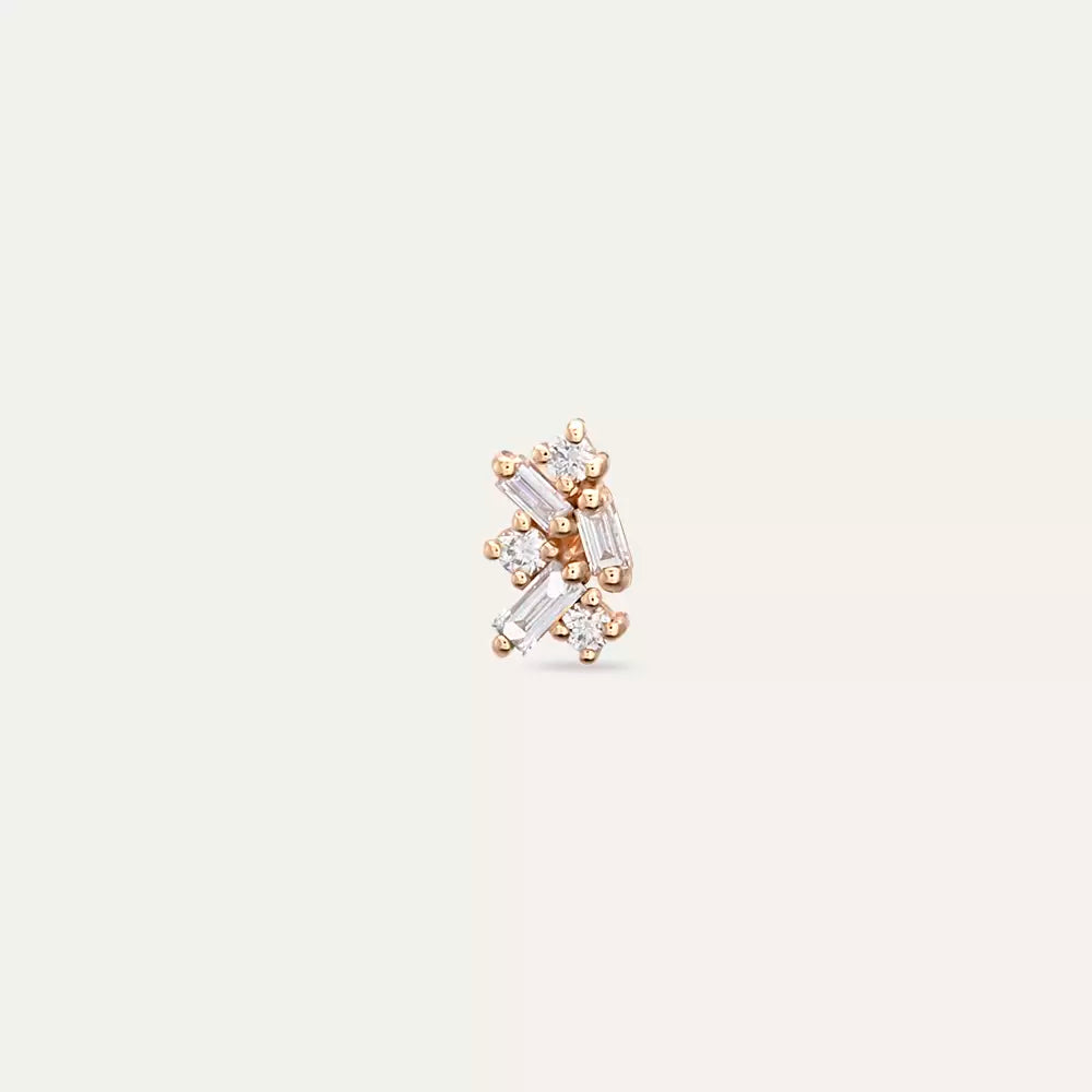 Micra 0.10 CT Baguette Diamond Rose Gold Mini Single Earring