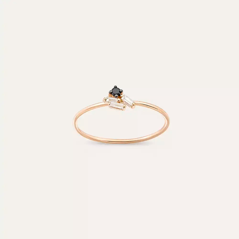 Micra 0.10 CT Black Diamond Rose Gold Ring