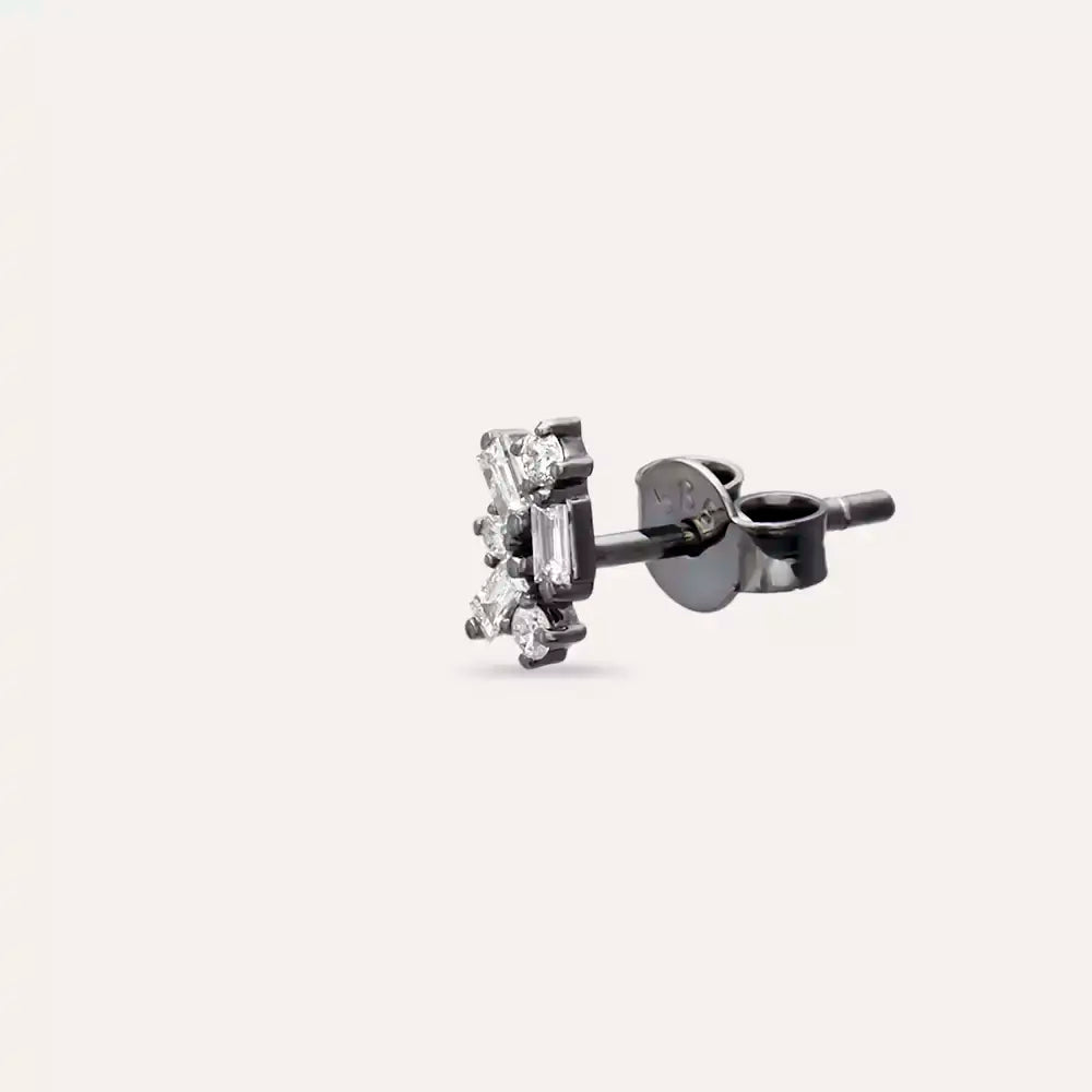 Micra 0.12 CT Baguette Diamond White Gold Mini Single Earring