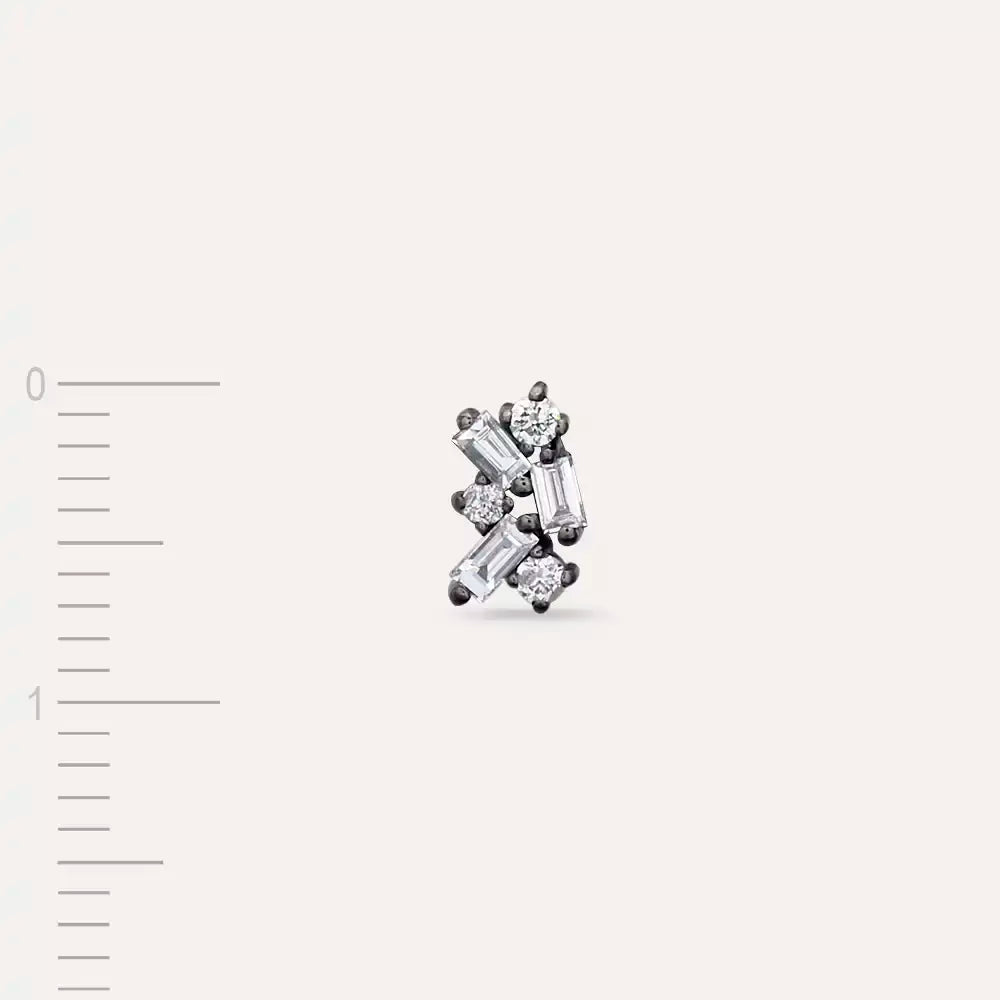 Micra 0.12 CT Baguette Diamond White Gold Mini Single Earring