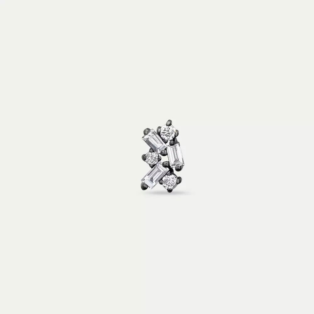 Micra 0.12 CT Baguette Diamond White Gold Mini Single Earring