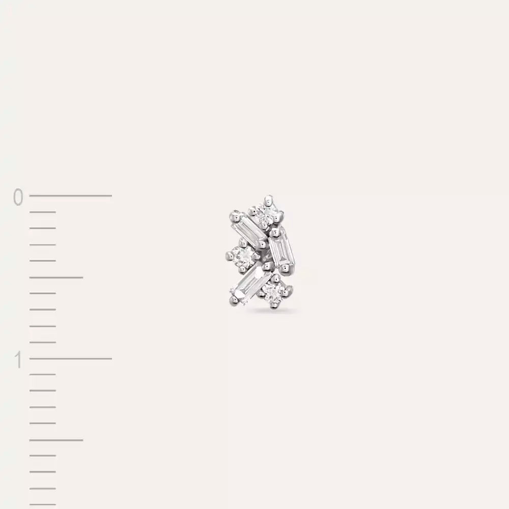 Micra 0.13 CT Baguette Diamond White Gold Mini Single Earring