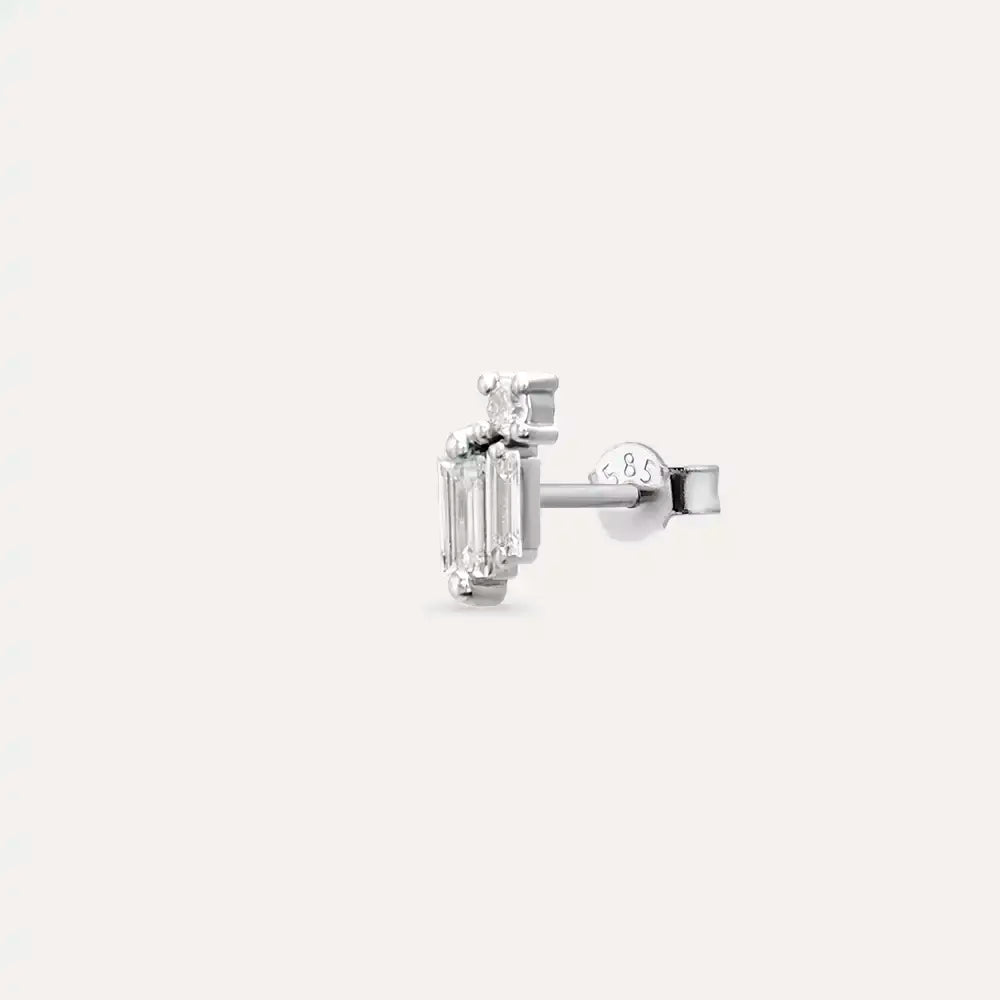 Micra 0.13 CT Baguette Diamond White Gold Mini Single Earring