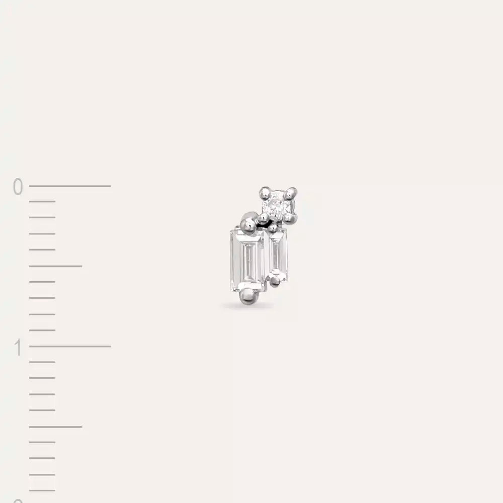 Micra 0.13 CT Baguette Diamond White Gold Mini Single Earring