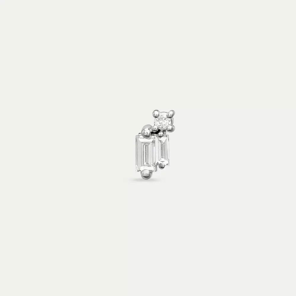 Micra 0.13 CT Baguette Diamond White Gold Mini Single Earring