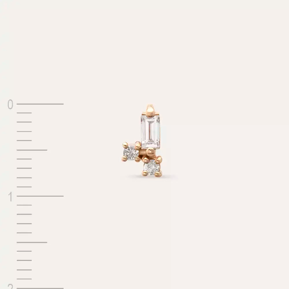 Micra 0.14 CT Baguette Diamond Rose Gold Mini Single Earring