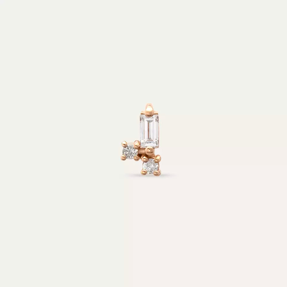 Micra 0.14 CT Baguette Diamond Rose Gold Mini Single Earring