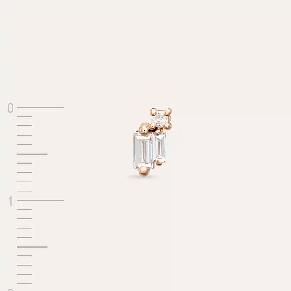 Micra 0.16 CT Baguette Diamond Rose Gold Mini Single Earring