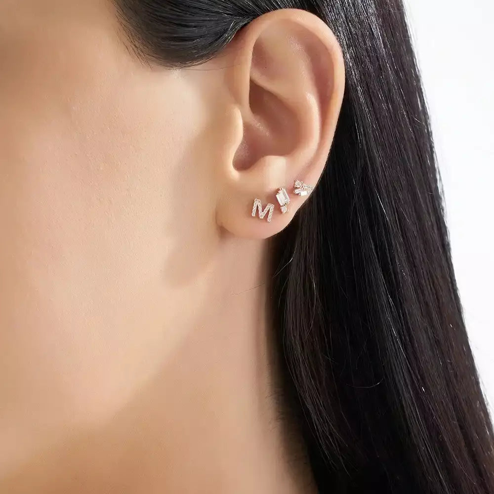 Micra 0.16 CT Baguette Diamond Rose Gold Mini Single Earring