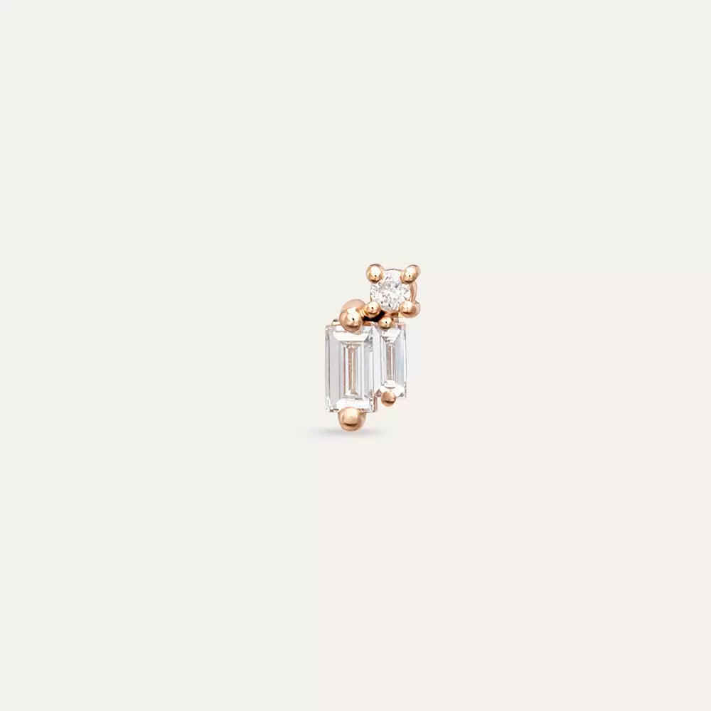Micra 0.16 CT Baguette Diamond Rose Gold Mini Single Earring