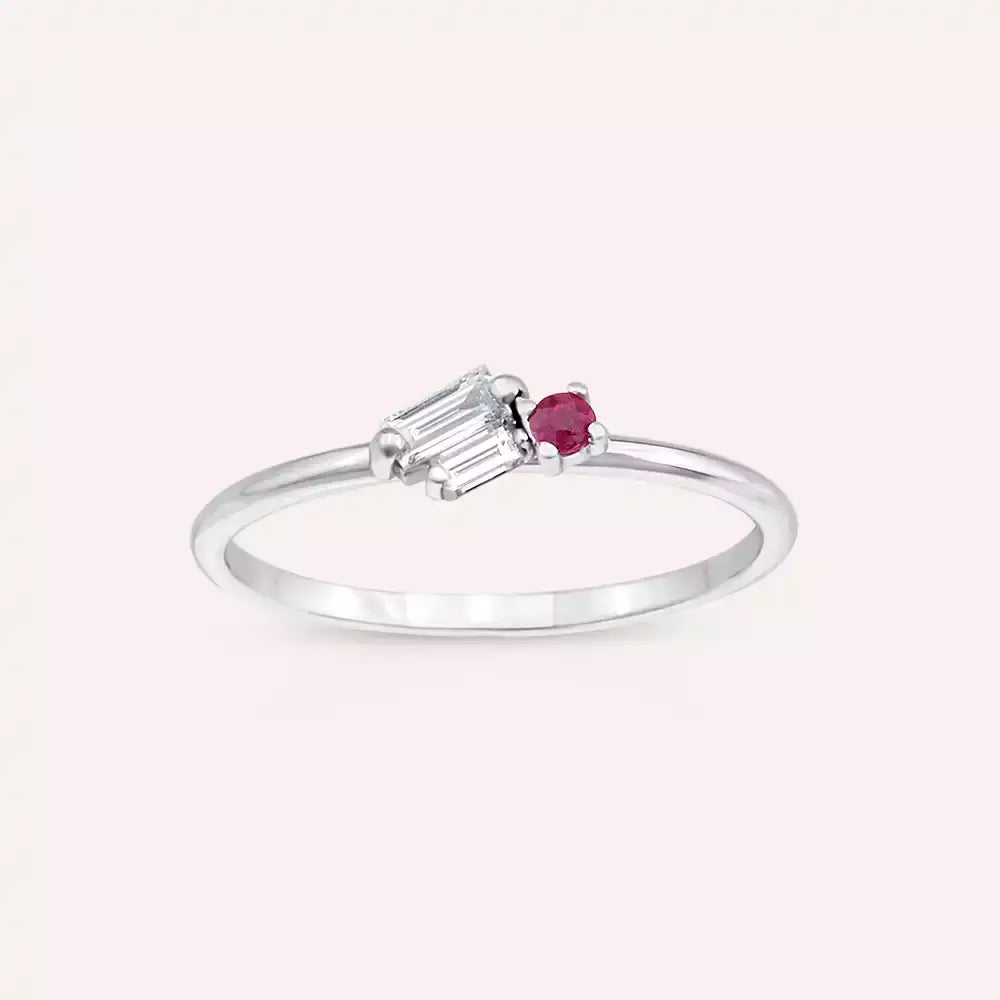 Micra 0.18 CT Ruby and Diamond White Gold Ring