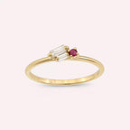 Micra 0.19 CT Ruby and Baguette Diamond Yellow Gold Ring