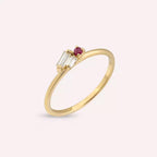 Micra 0.19 CT Ruby and Baguette Diamond Yellow Gold Ring
