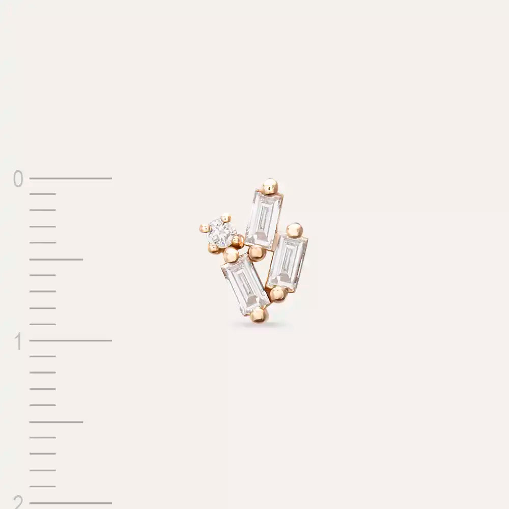 Micra 0.20 CT Baguette Diamond Rose Gold Mini Single Earring