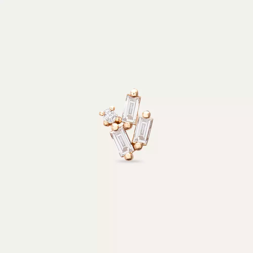 Micra 0.20 CT Baguette Diamond Rose Gold Mini Single Earring