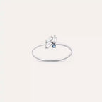 Micra 0.22 CT Blue Safir ve Baget Pırlanta Taşlı Beyaz Altın Yüzük