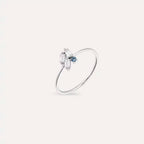 Micra 0.22 CT Blue Safir ve Baget Pırlanta Taşlı Beyaz Altın Yüzük