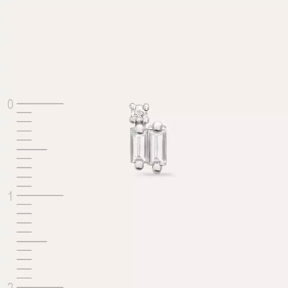 Micra Baguette Diamond White Gold Mini Single Earring