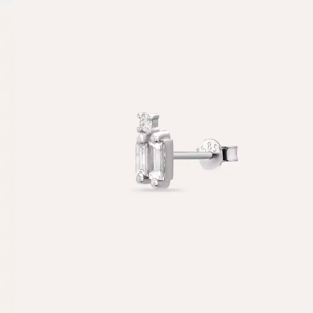 Micra Baguette Diamond White Gold Mini Single Earring