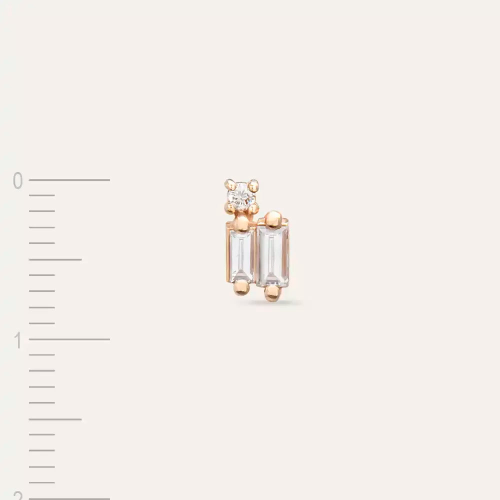 Micra Baguette Diamond Rose Gold Mini Single Earring