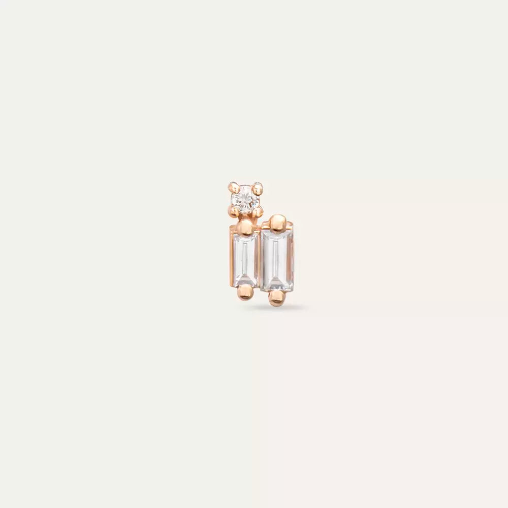 Micra Baguette Diamond Rose Gold Mini Single Earring
