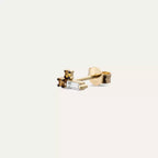 Micra Baguette Diamond and Orange Sapphire Stone Mini Single Earring