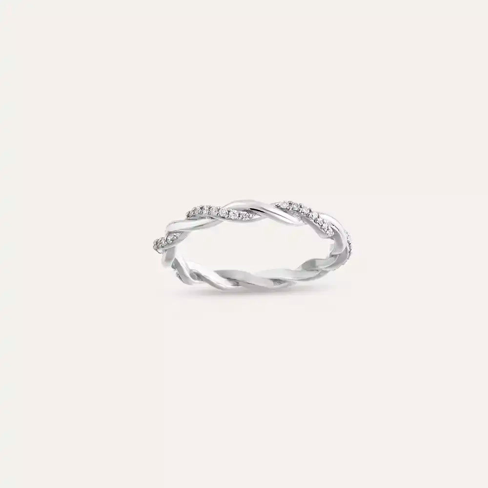 Seren Diamond White Gold Spiral Ring