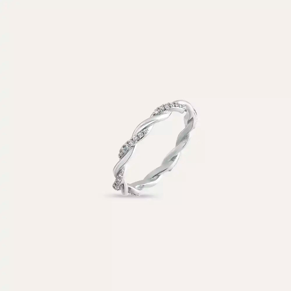 Seren Diamond White Gold Spiral Ring