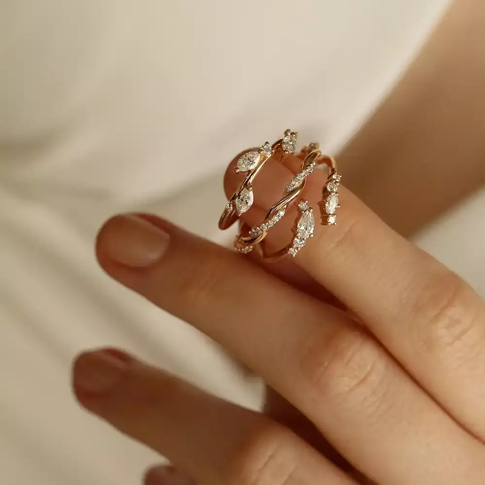 Seren Diamond Rose Gold Spiral Ring