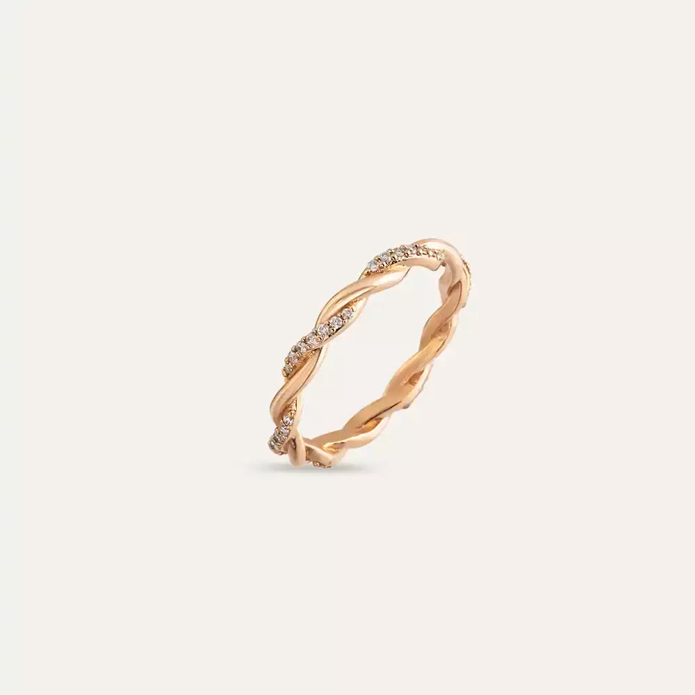 Seren Diamond Rose Gold Spiral Ring