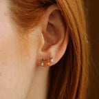 Shake Multicolor Sapphire and Diamond Rose Gold Single Earring