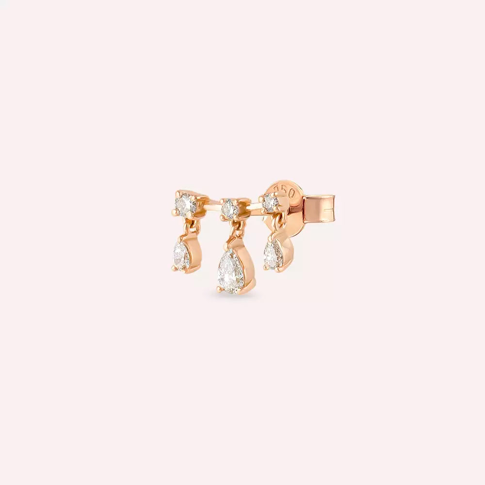 Shake Diamond Rose Gold Single Earring