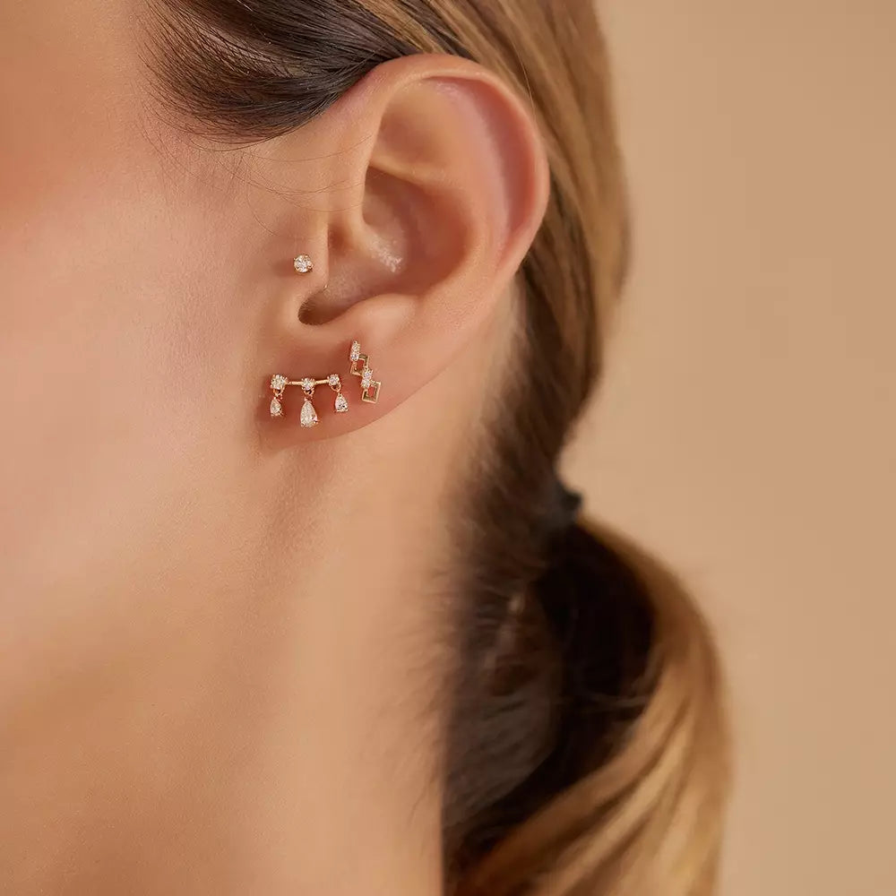 Shake Diamond Rose Gold Single Earring