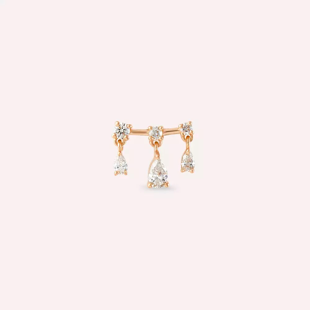 Shake Diamond Rose Gold Single Earring