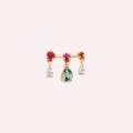 Shake Diamond and Multicolor Sapphire Rose Gold Single Earring